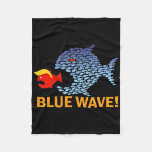 Blue Wave 2024 Funny Big Fish Eat Little Fish Trum Fleece Blanket