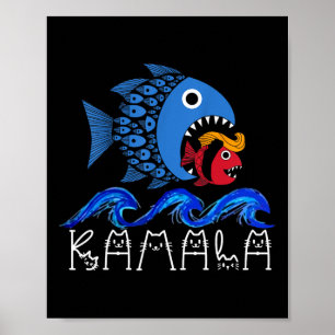 Blue Wave 2024 Funny Big Fish Eat Little Fish Trum Poster