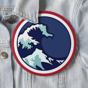 Blue Wave 6 Cm Round Badge