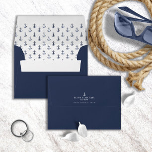 Blue Wave Anchor Pattern Wedding ID836 Envelope