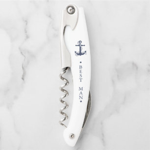 Blue Wave Anchor Wedding Best Man Bl/Wht V2 ID836 Corkscrew