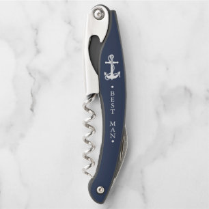 Blue Wave Anchor Wedding Best Man Wht/Bl V2 ID836 Corkscrew