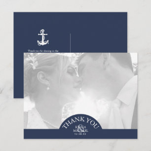 Blue Wave Anchor Wedding Thank You ID836 Announcement Postcard