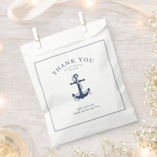 Blue Wave Anchor Wedding Thank You V3 Bl/Wt ID836 Favour Bags