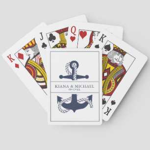 Blue Wave Anchor Wedding V2 Navy/Wht ID836 Playing Cards