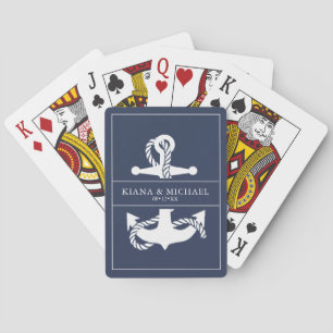 Blue Wave Anchor Wedding V2 Wht/Navy ID836 Playing Cards