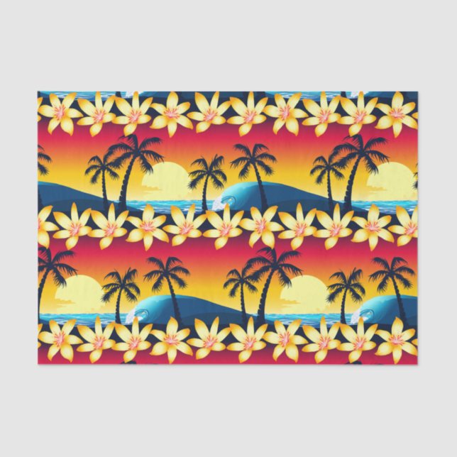 Blue wave at sunrise tissue paper (Front)