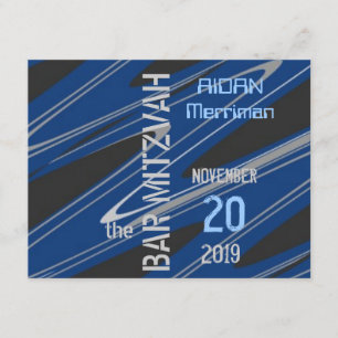Blue wave Bar Mitzvah Invitation