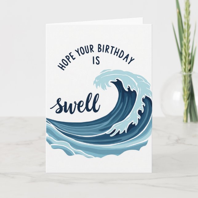 Blue Wave Birthday Card (Front)