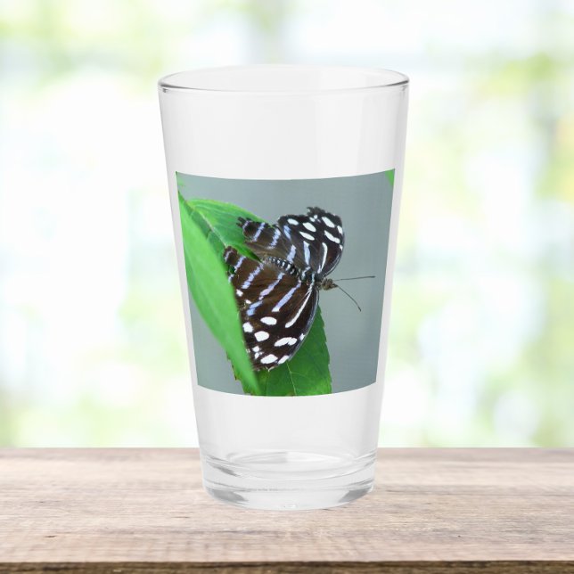 Blue Wave Butterfly on Leaf Photo Glass (In Situ Table)
