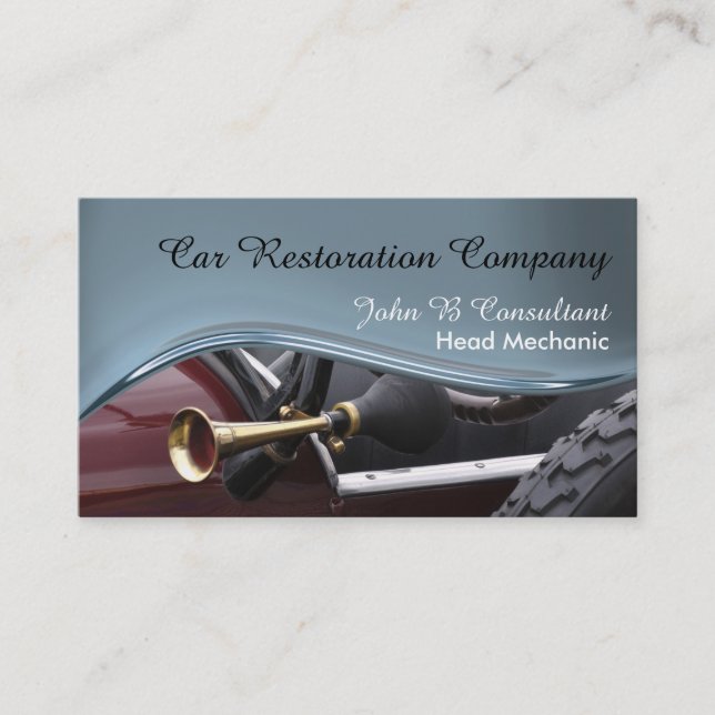 Blue wave classic car business card (Front)