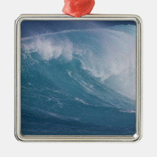 Blue wave crashing, Maui, Hawaii, USA Metal Tree Decoration