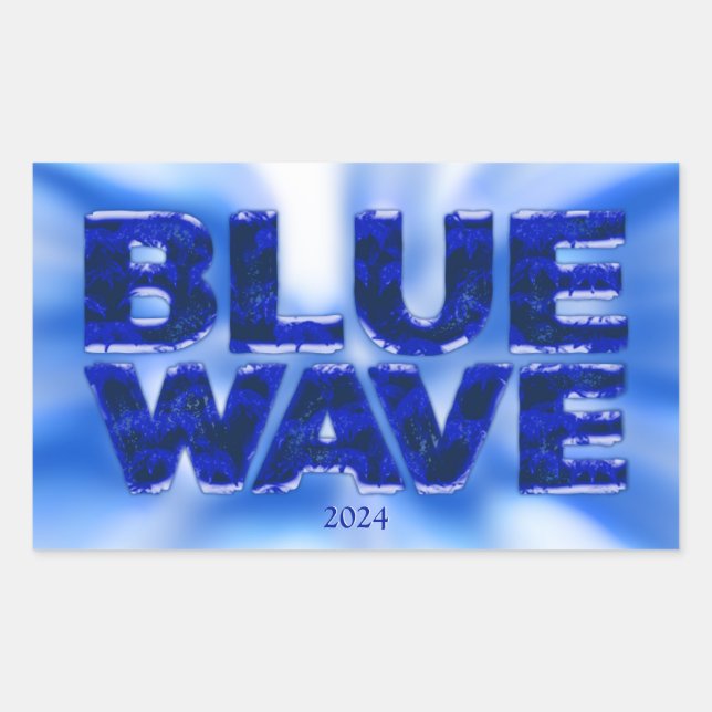 Blue Wave Democractic Rectangular Sticker (Front)