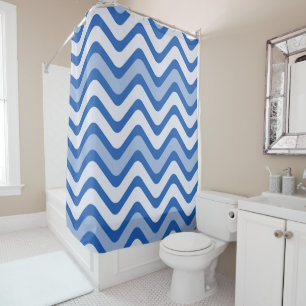 Blue wave design - Customise Your Own Shower Curtain