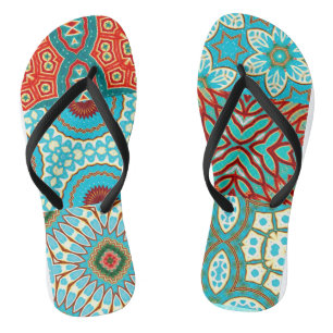 BLUE WAVE DESIGNER COLLAGE FLIP FLOPS
