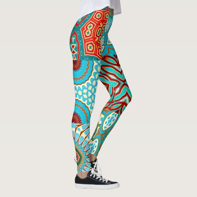BLUE WAVE DESIGNER COLLAGE LEGGINGS (Right)