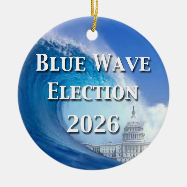 Blue Wave Election 2026 Ceramic Tree Decoration (Front)