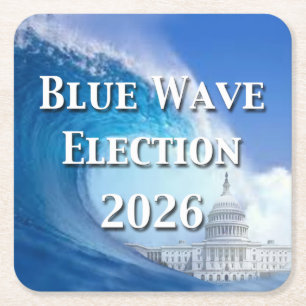 Blue Wave Election 2026 Square Paper Coaster