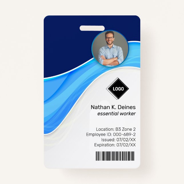 Blue Wave | Employee Photo ID Company Security ID Badge (Front)