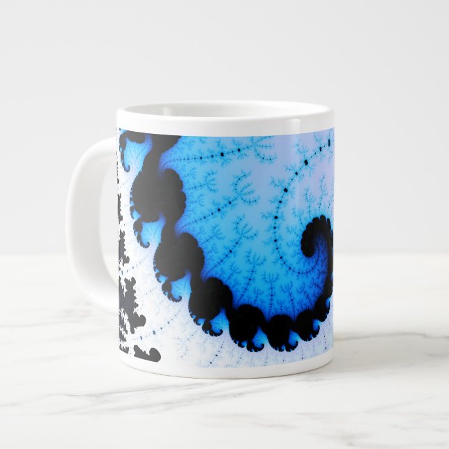 Blue Wave - fractal art Large Coffee Mug (Front Left)