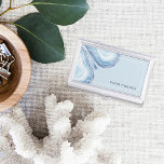 Blue Wave Geode | Personalized Business Card Holder<br><div class="desc">Elegant light blue business card holder features your name and/or business name in the lower right corner,  accented by a thin white frame border and geode agate slice illustrations in ethereal pale blue watercolor. Matching business cards and accessories also available.</div>