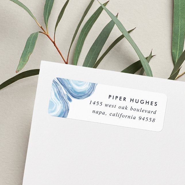 Blue Wave Geode Return Address Label (Creator Uploaded)