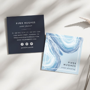 Blue Wave Geode Square Business Card