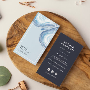 Blue Wave Geode Vertical Social Media Business Card