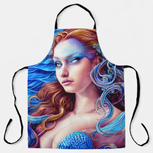 Blue Wave Goddess Ocean World Fantasy Art Apron