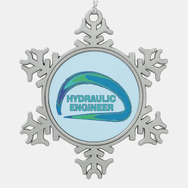 Blue Wave Hydraulic Engineer Mug Snowflake Pewter Christmas Ornament (Front)