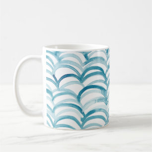 Blue Wave Japanese Style PatternIllustration Coffee Mug