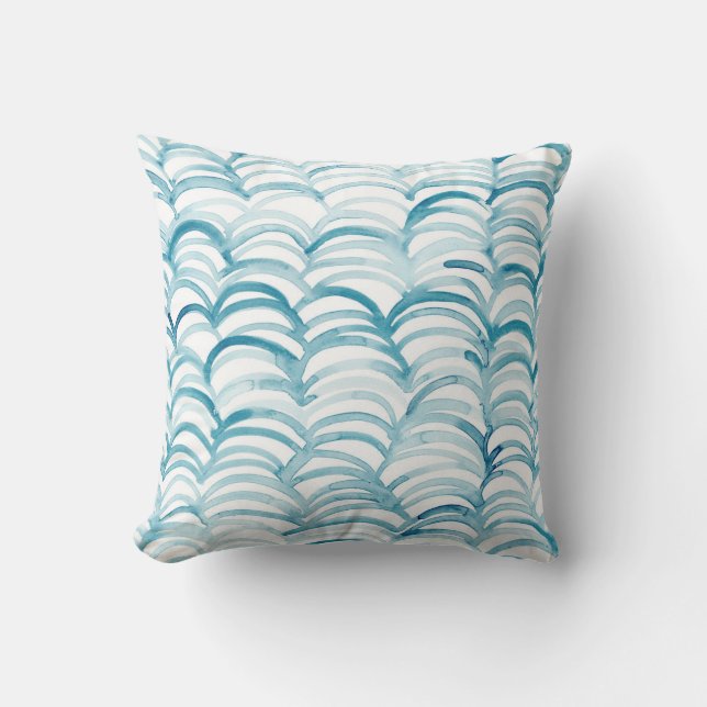 Blue Wave Japanese Style PatternIllustration Cushion (Front)