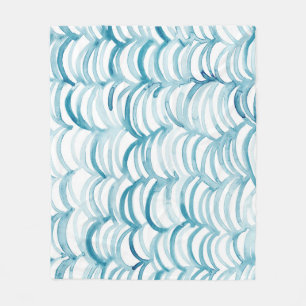 Blue Wave Japanese Style PatternIllustration Fleece Blanket
