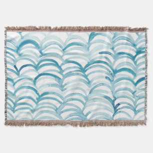 Blue Wave Japanese Style PatternIllustration Throw Blanket