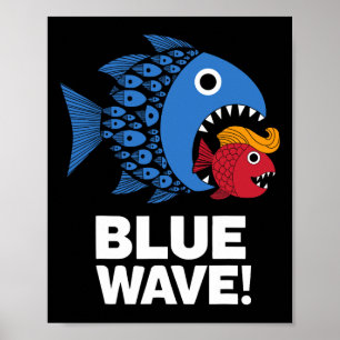 Blue Wave Kamala Funny Big Fish Eat Little Fish Tr Poster