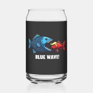 Blue Wave Kamala Harris Walz Fish Election  Can Glass