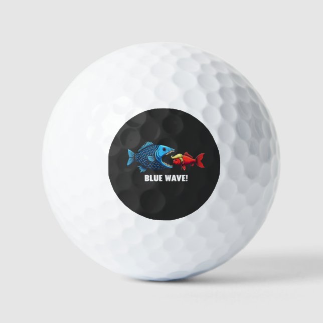 Blue Wave Kamala Harris Walz Fish Election  Golf Balls (Front)