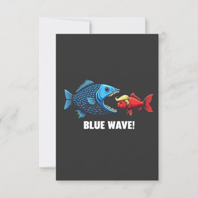 Blue Wave Kamala Harris Walz Fish Election  Invitation (Front)