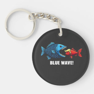 Blue Wave Kamala Harris Walz Fish Election Key Ring