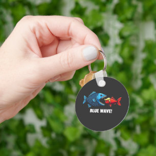 Blue Wave Kamala Harris Walz Fish Election Key Ring