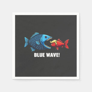 Blue Wave Kamala Harris Walz Fish Election Napkin