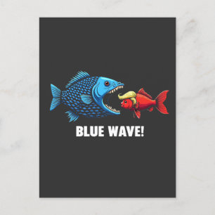 Blue Wave Kamala Harris Walz Fish Election  Postcard