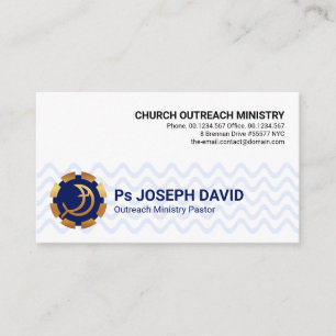 Blue Wave Lines Gold Fish Life Buoy Christian  Business Card