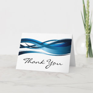 Blue Wave Modern Abstract Thank You Card