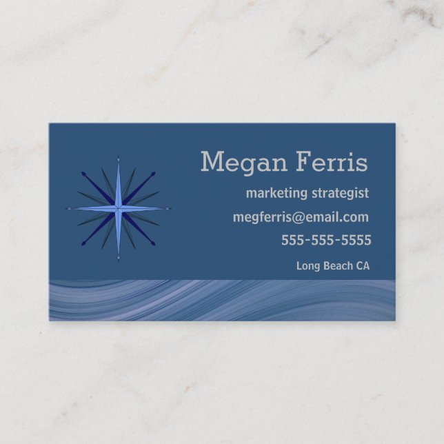 Blue Wave Modern Business Card (Front)