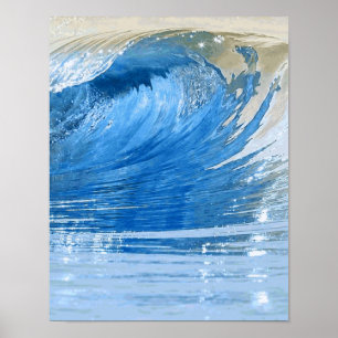Blue Wave Nature Digital Art Poster