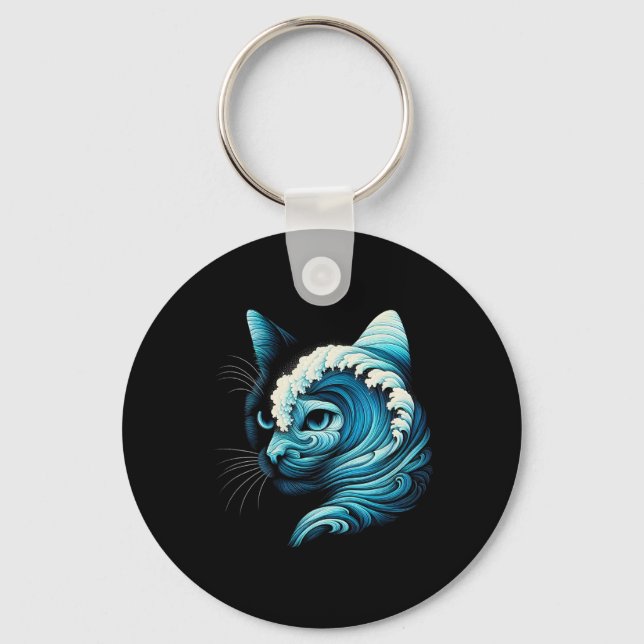 Blue Wave Of Cat Ladies Blue Cats Wave For Kamala  Key Ring (Front)