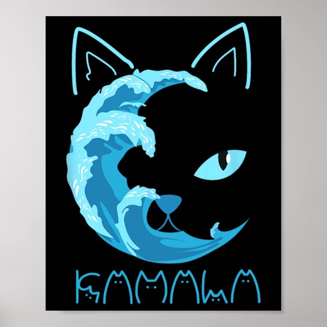 Blue Wave Of Cat Ladies Kamala Cat Typography Alph Poster (Front)