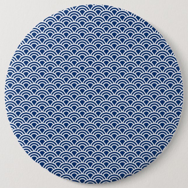 Blue wave pattern 6 cm round badge (Front)