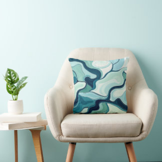 Blue Wave Pattern  Cushion